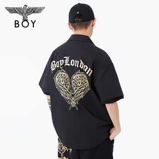 BOY LONDON24夏男女同款短袖爱心翅膀哥特高街衬衫外套N22801 黑色 XS