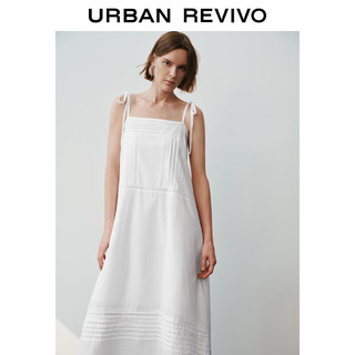 URBAN REVIVO 女士度假风休闲垂感吊带连衣裙 UWH740039  本白  S