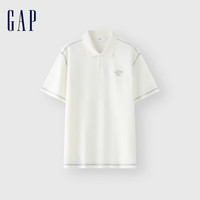 Gap 盖璞 男士华夫格肌理明线短袖polo领简约上衣 463260