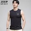 JEEP SPIRIT 吉普冰丝背心男士夏季圆领无袖.T.恤弹力透气休闲男装 黑色 XL