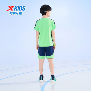 特步儿童童装夏季速干两件套百搭针织基础套装 荧亮绿 100cm