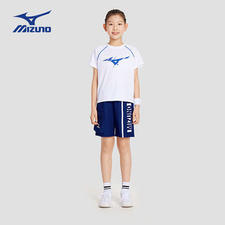 美津浓（MIZUNO）儿童短袖T恤宽松弹力时尚2024年夏季男女中大童 白色 130cm