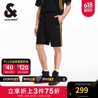 杰克·琼斯（JACK&JONES）春夏舒适潮百搭宽松立体感字母胶印装饰休闲短裤男裤22429F042 E40 黑色 170/76A/SR