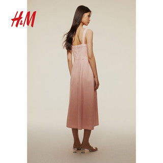 H&M2024夏季女装系带装饰工装连衣裙1236549 浅粉色 155/80
