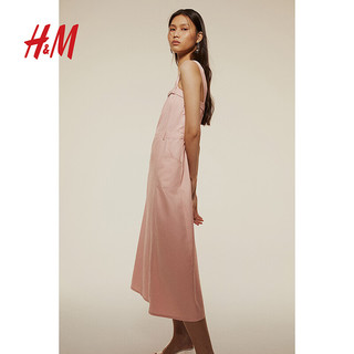 H&M2024夏季女装系带装饰工装连衣裙1236549 浅粉色 155/80