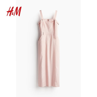 H&M2024夏季女装系带装饰工装连衣裙1236549 浅粉色 155/80