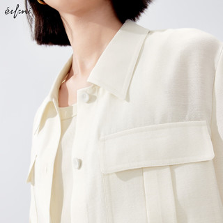 伊芙丽（eifini）伊芙丽工装风截短时髦设计感短外套女2024夏装今年流行的外套 米白  170/92A/XL