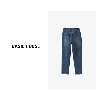 Basic House/X百家好四面弹高腰法棍宽松显瘦牛仔裤B0633B5H302 牛仔蓝 LL（105-120斤）