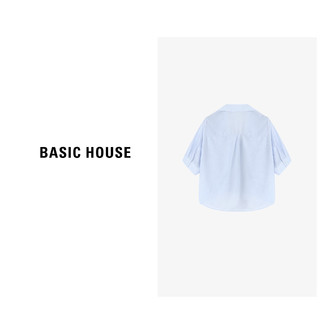 Basic House/X百家好夏季气质小众翻领女短款衬衫-B0624B5U382 蓝色 M110-120斤