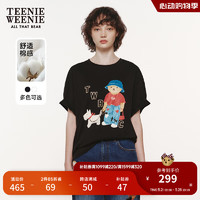 Teenie Weenie【男女同款】小熊T恤短袖女2024年夏季款宽松短袖T恤 黑色 165/M
