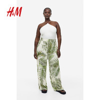 H&M HM女装休闲裤2023夏季新款时尚垂感直筒宽松阔腿裤1159964