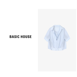 Basic House/X百家好夏季气质小众翻领女短款衬衫-B0624B5U382 粉色 M110-120斤