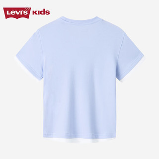 Levi's李维斯童装24夏儿童凉感短袖T恤男童假两件上衣 氙气蓝 130/64(7)