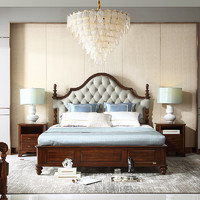 威灵顿 简美床头柜轻奢美式实木床边柜现代卧室储物床前柜B602-20