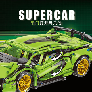 积木拼装玩具乐趣高难度巨大型911赛跑车男女孩送人男友摆件 绿牛-静态版