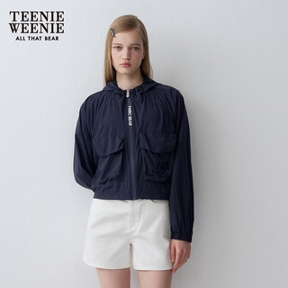 Teenie Weenie【防晒服】小熊女装2024夏装工装风轻薄连帽外套 藏青色 165/M