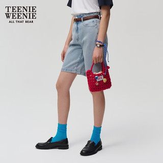 Teenie Weenie小熊&芝麻街联名2024多巴胺可爱织斜挎包 红色 FRE