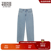 Teenie Weenie小熊牛仔裤女2024年夏季新款牛仔裤长裤锥形裤时髦复古裤子女