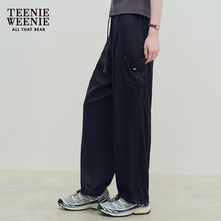 Teenie Weenie小熊女装2024夏装新款工装风阔腿休闲裤时髦抽绳裤子