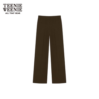 Teenie Weenie小熊2024年夏季捏褶直筒裤长裤休闲裤宽松时尚女 军绿色 165/M