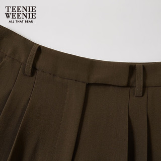 Teenie Weenie小熊2024年夏季捏褶直筒裤长裤休闲裤宽松时尚女 军绿色 160/S