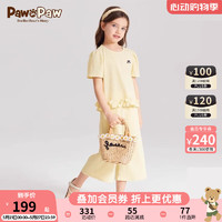 PawinPaw卡通小熊童装2024年夏季女童圆领短袖套装休闲舒适 Yellow黄色/30 130