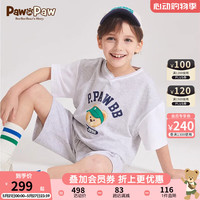 PawinPaw卡通小熊童装2024年夏季男童假两件短袖运动套装舒适 Grey灰色/15 140