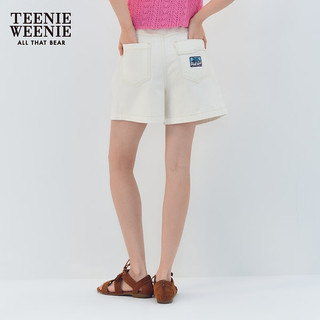 Teenie Weenie小熊女装2024夏季元气少女时尚通勤宽松牛仔短裤 白色 160/S