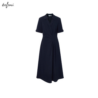 伊芙丽（eifini）伊芙丽结构设计感高质感二醋酸衬衫式连衣裙女2024夏装新款小黑裙