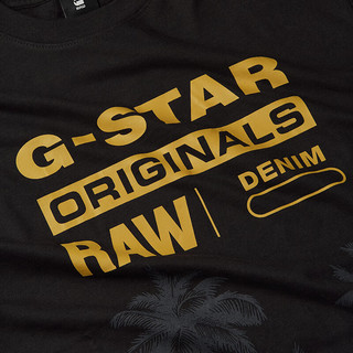 G-STAR RAW2024夏季男士纯棉高端t恤短袖Nifous圆领舒适打底衫D24682 深黑椰树印花 XS