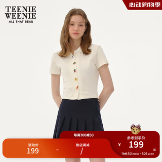 Teenie Weenie小熊女装2024夏装新款修身短款polo衫设计感刺绣T恤