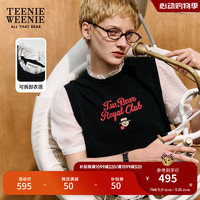 Teenie Weenie小熊2024年夏季拼接款针织提花少女感时尚女 黑色 160/S