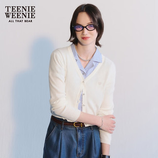 Teenie Weenie【UPF50+防晒衣】小熊2024年夏季针织长袖开衫女 白色 165/M