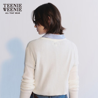 Teenie Weenie【UPF50+防晒衣】小熊2024年夏季针织长袖开衫女 白色 165/M