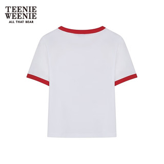 Teenie Weenie【凉感速干】小熊2024年夏季短款圆领短袖T恤女 白色 165/M