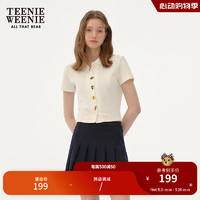 Teenie Weenie小熊女装2024夏装修身短款polo衫设计感刺绣T恤 白色 165/M