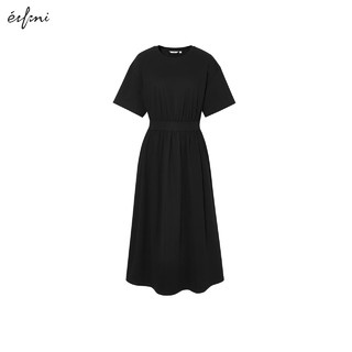 伊芙丽（eifini）伊芙丽针织X型静奢风黑色连衣裙女2024夏装高级感气质裙子 黑色 155/80A/S