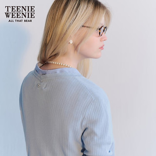 Teenie Weenie【UPF50+防晒衣】小熊2024年夏季针织长袖开衫女 蓝色 160/S