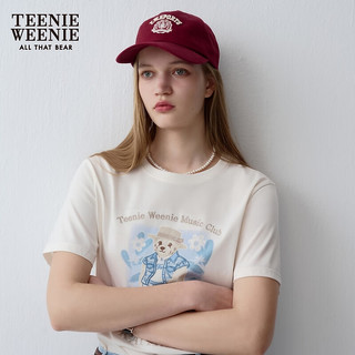 Teenie Weenie【凉感速干】小熊2024年夏季曼波薄荷绿短袖T恤 乳白色 160/S