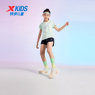 XTEP 特步 儿童氢风5.0男女童透气旋钮扣舒适慢跑鞋 浅粉橘/泡沫绿 34码