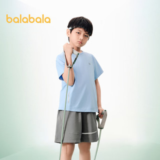 巴拉巴拉lab儿童短袖套装男大童休闲两件套防晒夏季 粉蓝80015 140cm