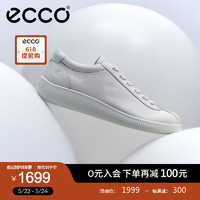 爱步（ECCO）板鞋女 24年夏季复古厚底系带牛皮休闲板鞋 柔酷220263 白色22026301007 38