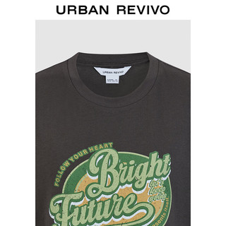 URBAN REVIVO 女装时尚美式复古趣味印花棉质T恤衫 UWL440148 深灰 S