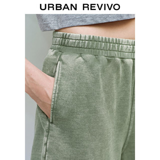 URBAN REVIVO 女装潮流百搭松紧腰插袋薄款短裤 UWV640055 橄榄绿 M