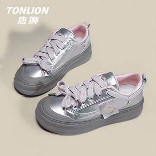 唐狮（TonLion）女鞋夏季2024潮鞋子女小白鞋女士休闲运动板鞋 灰色 36码 