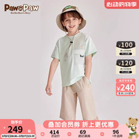 PawinPaw卡通小熊童装2024年夏季男女童儿童休闲时尚短袖套装 Green绿色/40 150