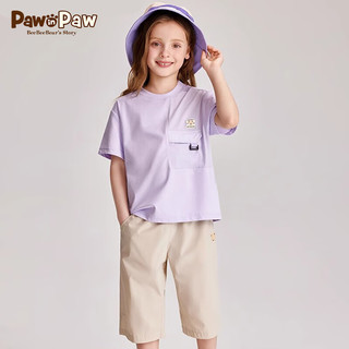 PawinPaw卡通小熊童装2024年夏季男女童儿童休闲时尚短袖套装 Green绿色/40 120