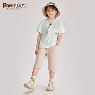 PawinPaw卡通小熊童装2024年夏季男女童儿童休闲时尚短袖套装 Green绿色/40 120