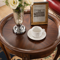 威灵顿 欧式小圆桌美式实木小茶几沙发边几角几电话几圆几N603-16
