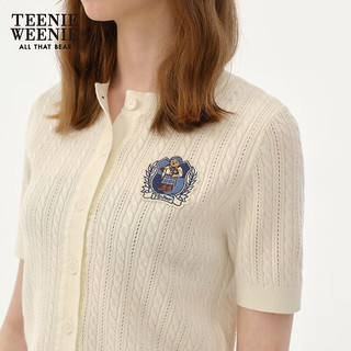 Teenie Weenie小熊女装2024短袖多巴胺针织开衫短款打底衫上衣